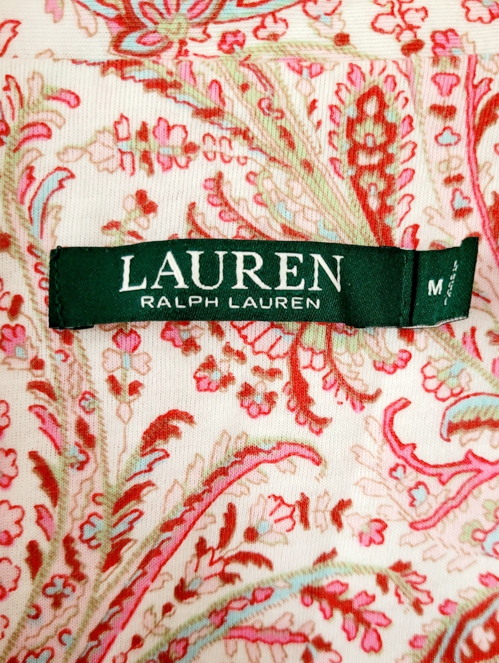 Ralph Lauren Pink Paisley Cotton Blend 2-pc. Pajamas Set LRL Embroidery Medium - Picture 2 of 16